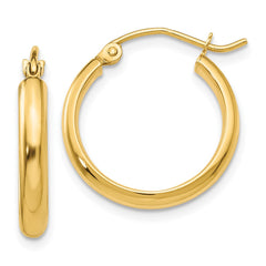 10K Yellow Gold Round Tube Hoop Earrings