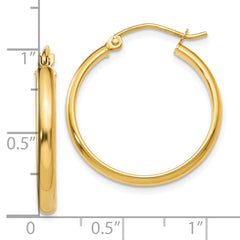 10K Yellow Gold Round Tube Hoop Earrings