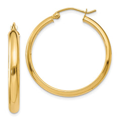 10K Yellow Gold Round Tube Hoop Earrings