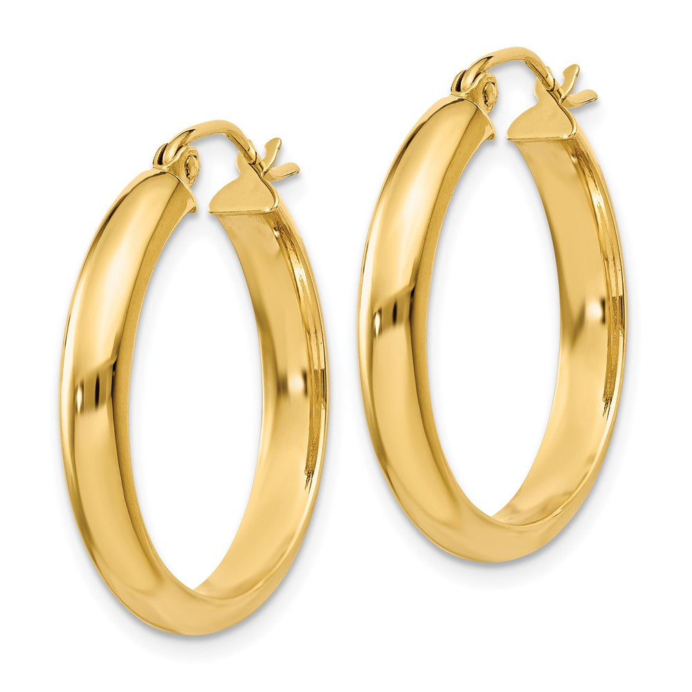 10K Yellow Gold Round Tube Hoop Earrings