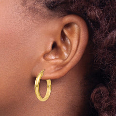 10K Yellow Gold Round Tube Hoop Earrings