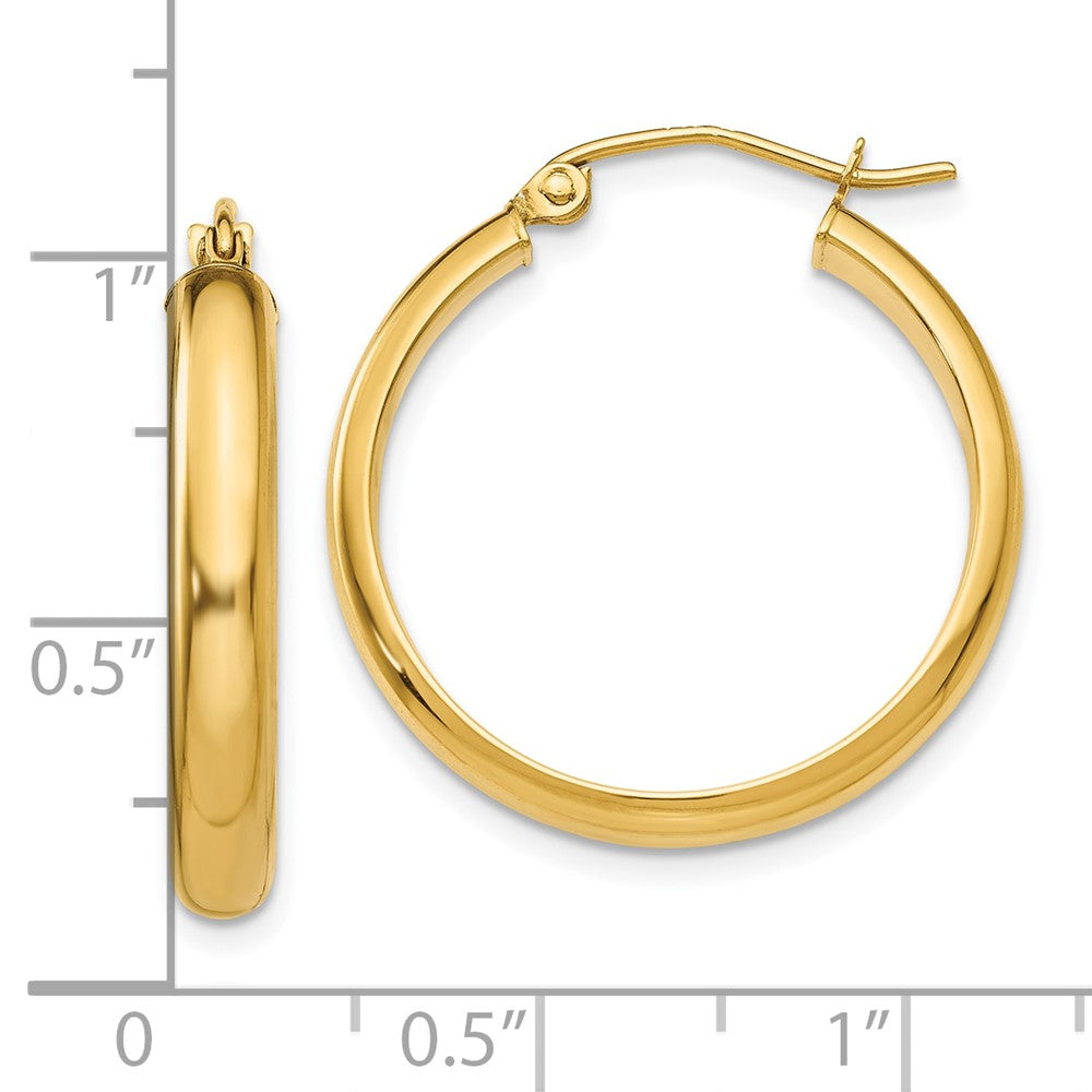 10K Yellow Gold Round Tube Hoop Earrings