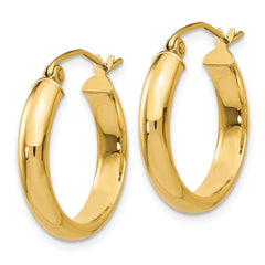 10K Yellow Gold Round Tube Hoop Earrings