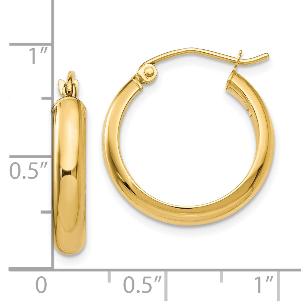 10K Yellow Gold Round Tube Hoop Earrings