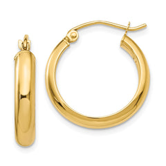 10K Yellow Gold Round Tube Hoop Earrings