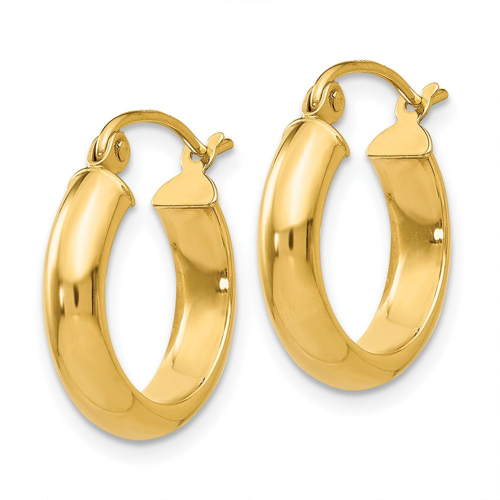 10K Yellow Gold Round Tube Hoop Earrings