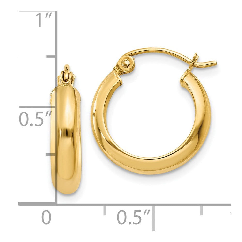 10K Yellow Gold Round Tube Hoop Earrings