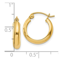 10K Yellow Gold Round Tube Hoop Earrings