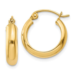 10K Yellow Gold Round Tube Hoop Earrings