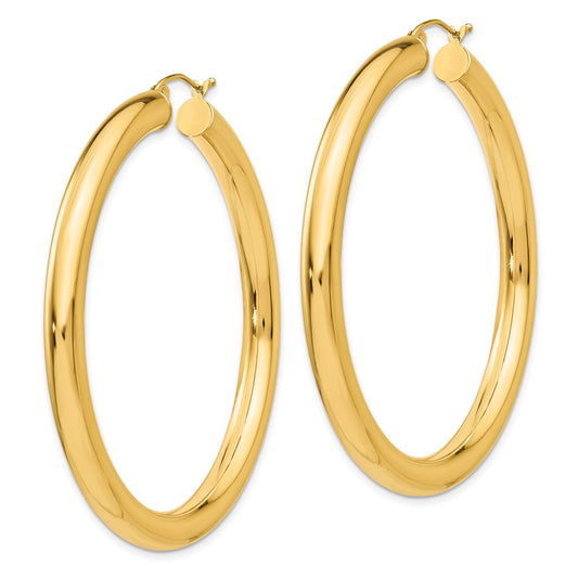 10K Yellow Gold Polished 5mm Tube Hoop Earrings