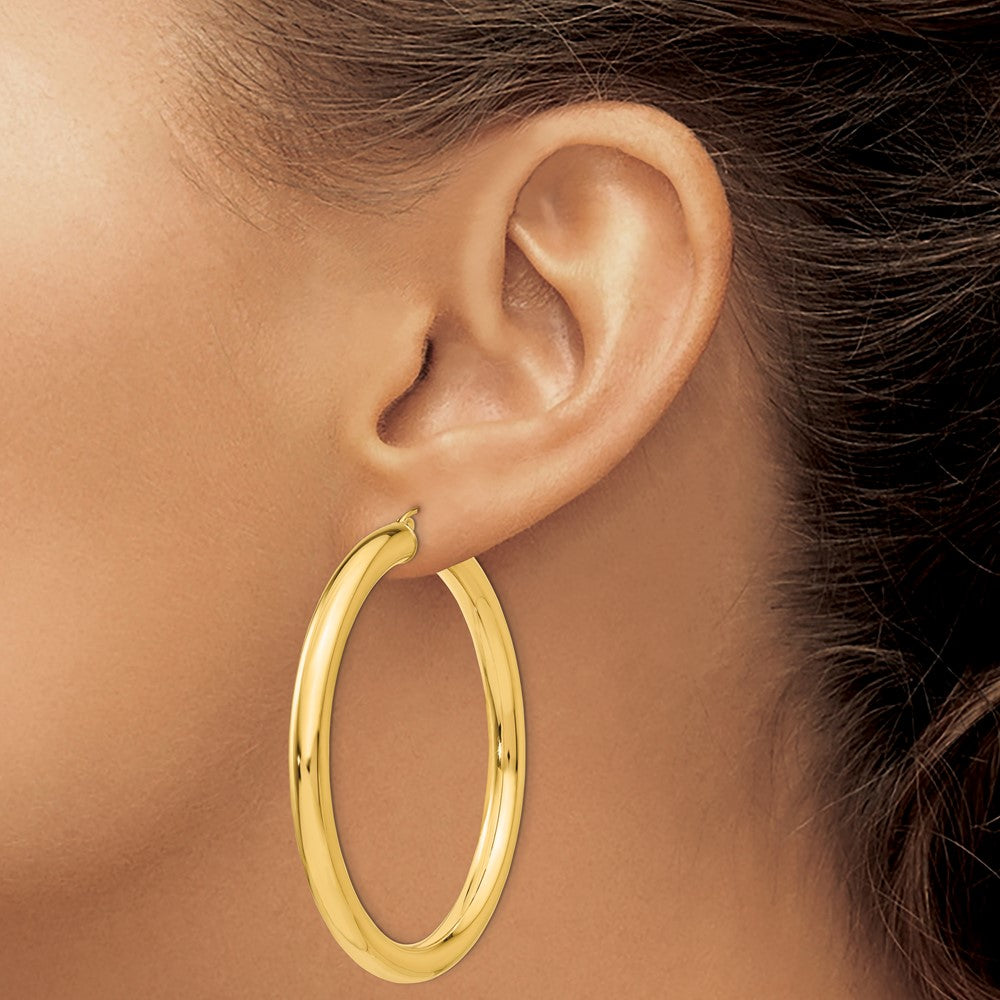 10K Yellow Gold Polished 5mm Tube Hoop Earrings