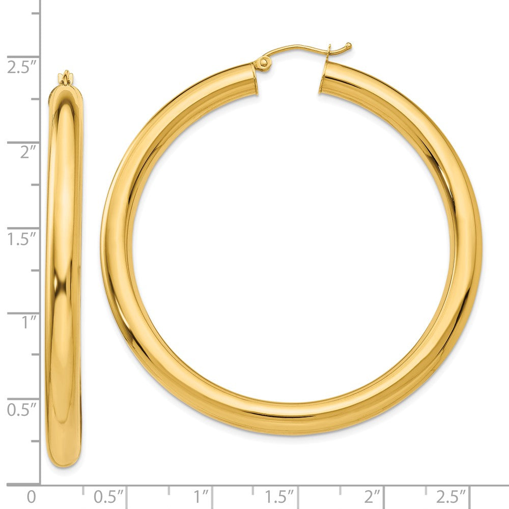 10K Yellow Gold Polished 5mm Tube Hoop Earrings