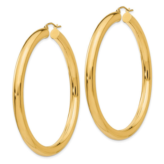 10K Yellow Gold Polished 5mm Tube Hoop Earrings