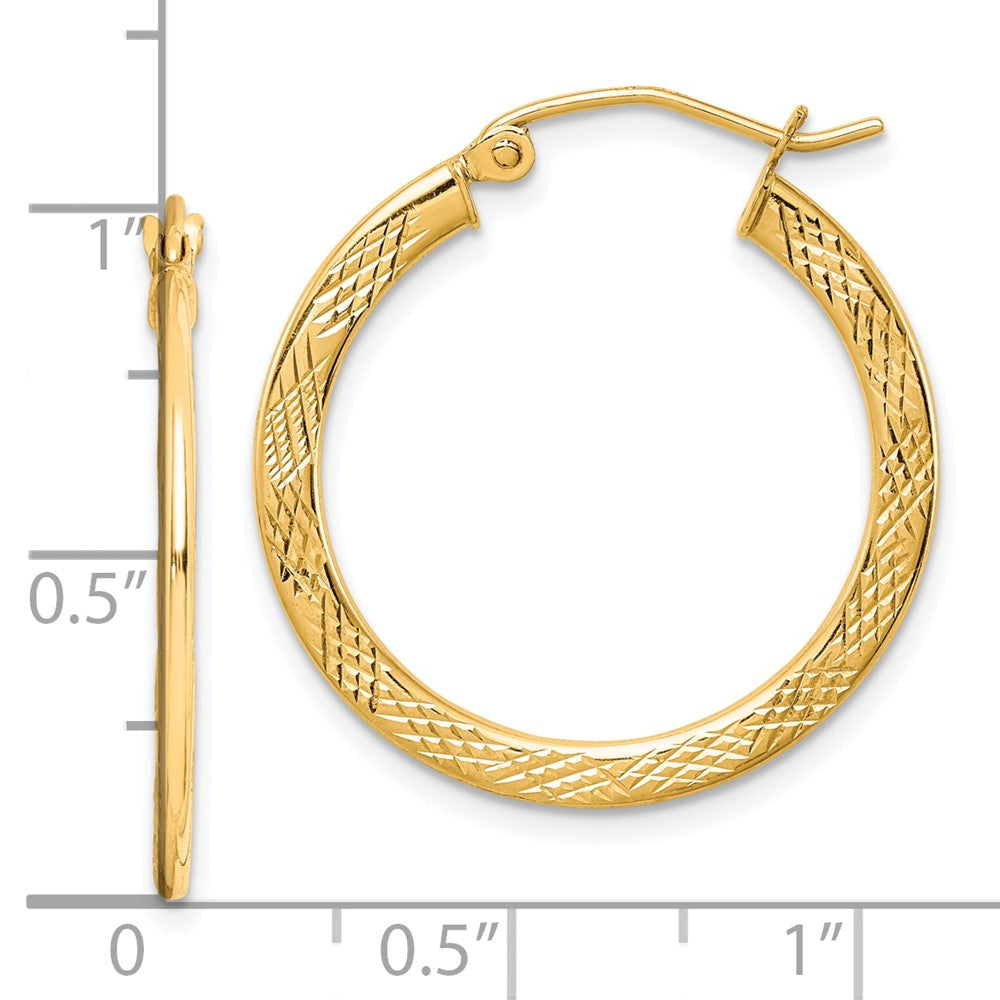 10K Yellow Gold Textured Hoop Earrings