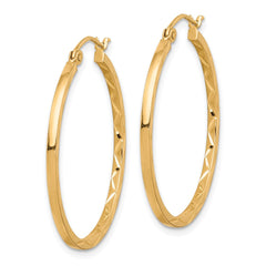 10K Yellow Gold 1.5x30mm Diamond-cut Hoop Earrings