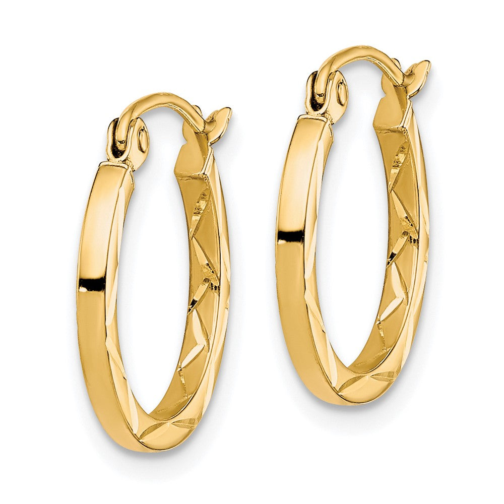 10K Yellow Gold 1.5x15mm Diamond-cut Hoop Earrings