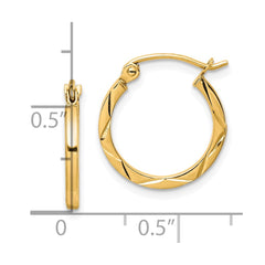 10K Yellow Gold 1.5x15mm Diamond-cut Hoop Earrings