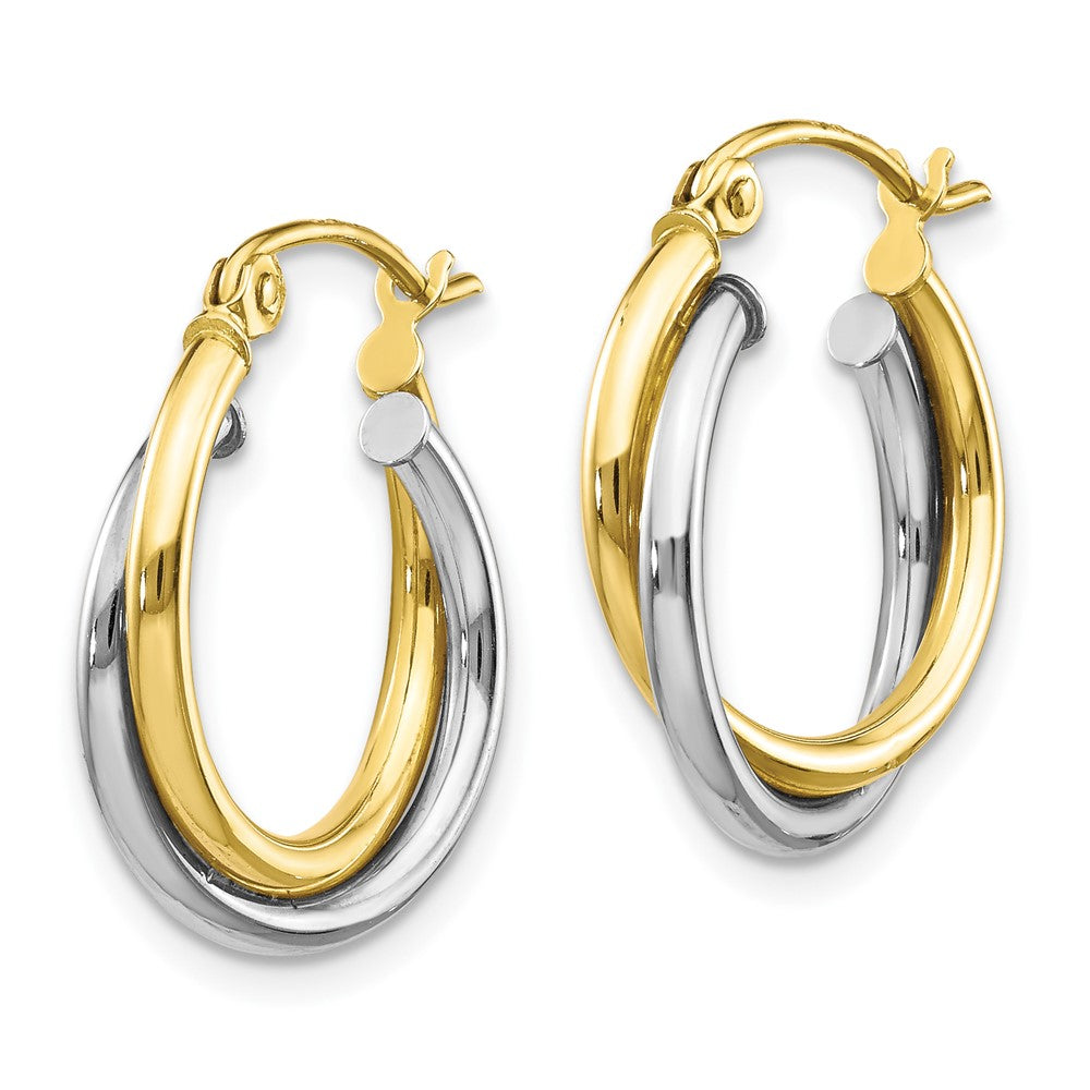 10K Two-Tone Gold Twist Hoop Earrings