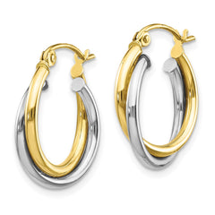 10K Two-Tone Gold Twist Hoop Earrings