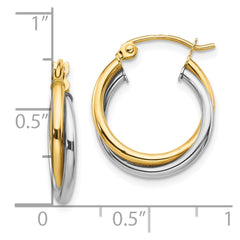 10K Two-Tone Gold Twist Hoop Earrings