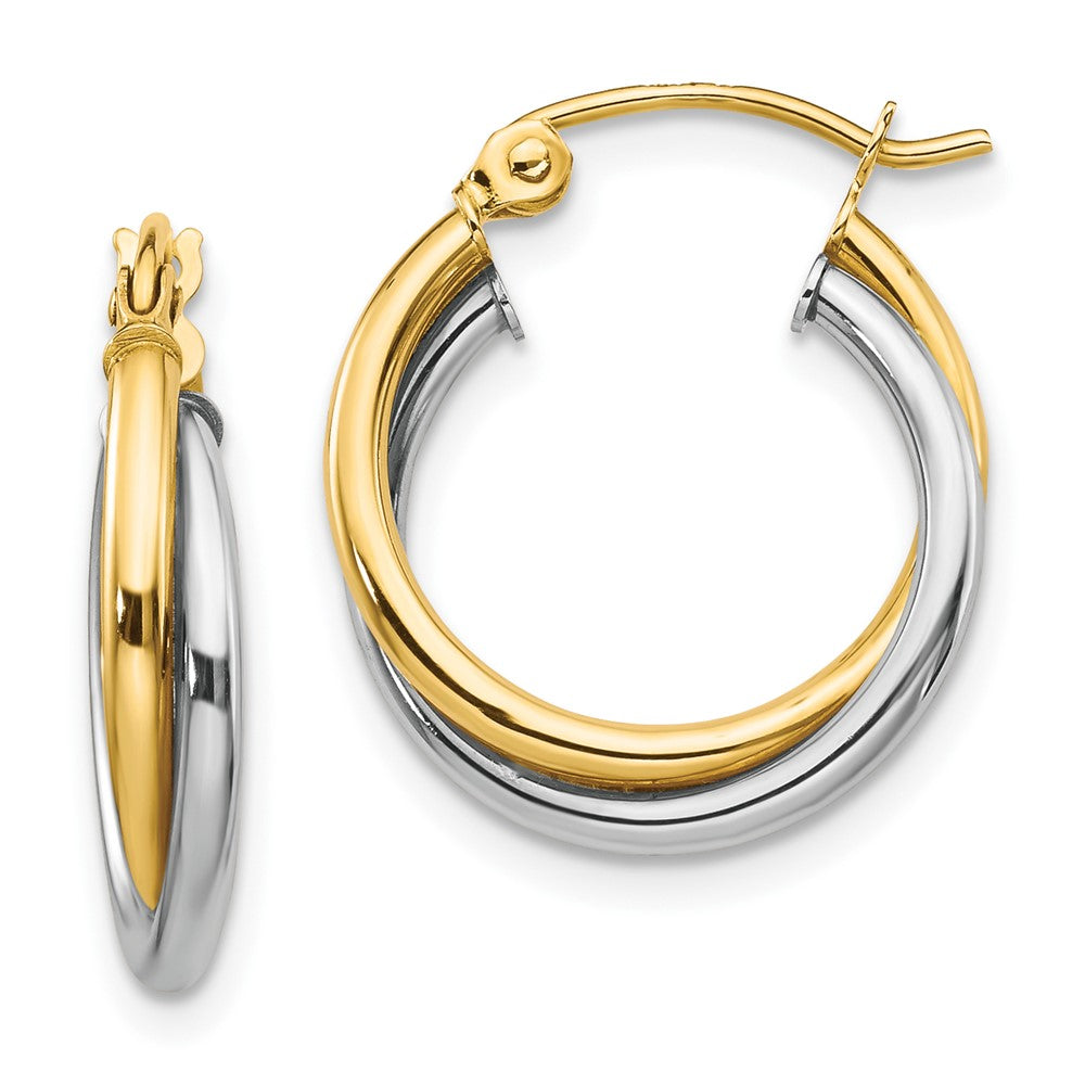 10K Two-Tone Gold Twist Hoop Earrings