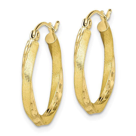 10K Yellow Gold & Rhodium Diamond-cut 2.5mm Twisted Hoop Earrings