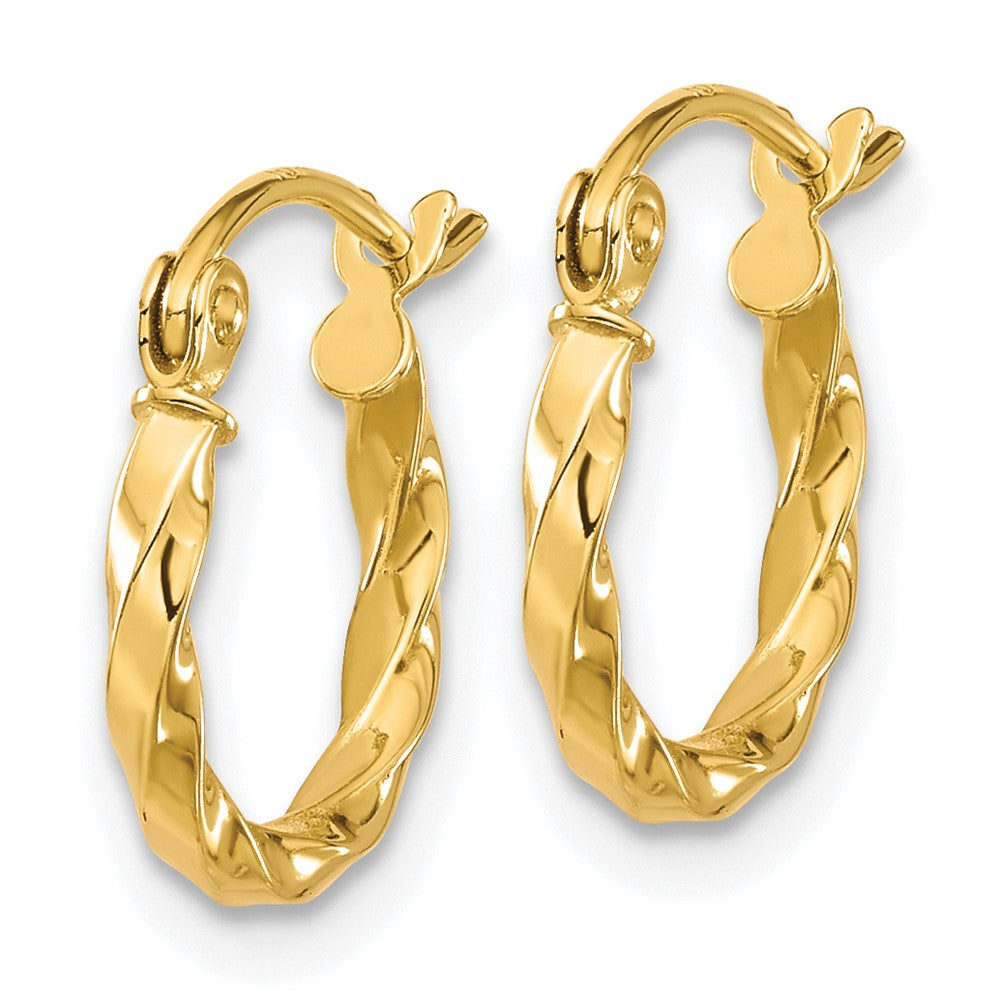 10K Yellow Gold Twist Polished Hoop Earrings