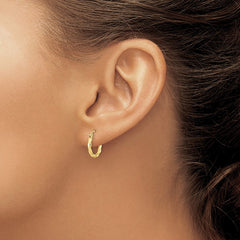 10K Yellow Gold Twist Polished Hoop Earrings