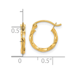 10K Yellow Gold Twist Polished Hoop Earrings