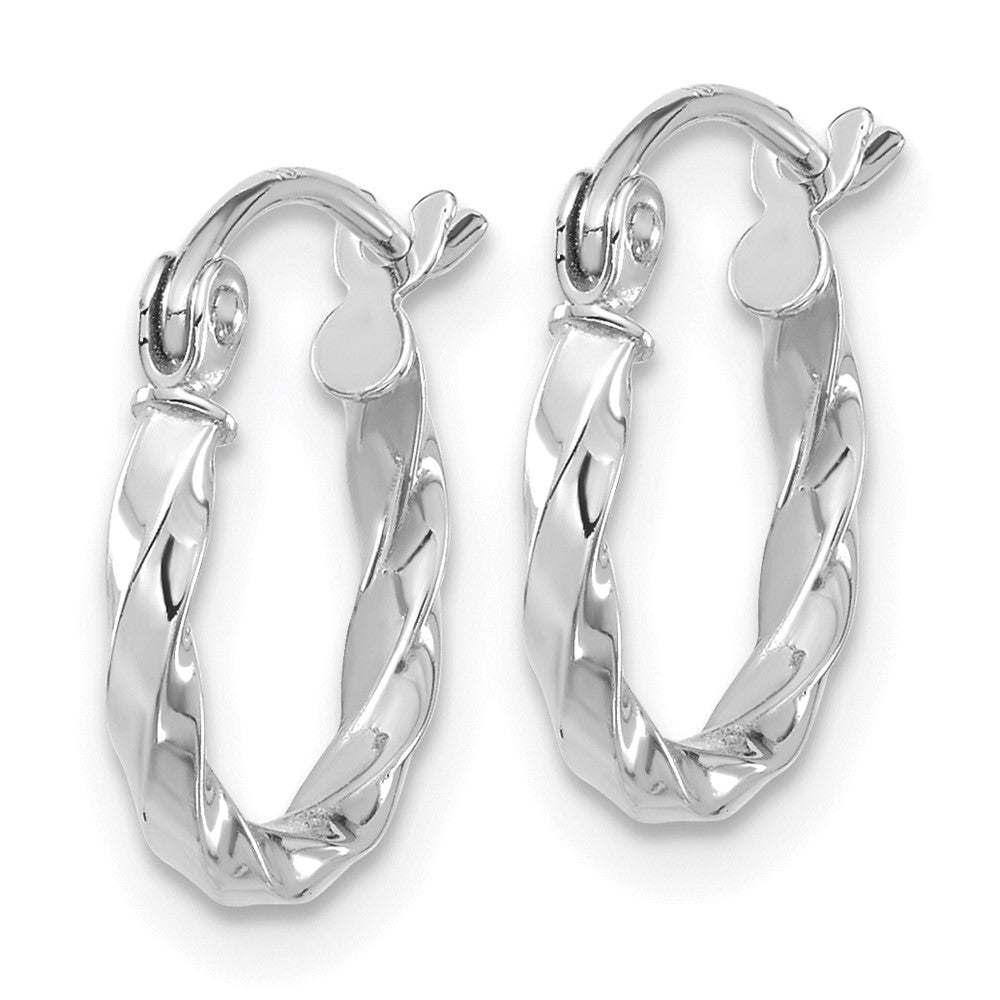 10K White Gold Twist Polished Hoop Earrings