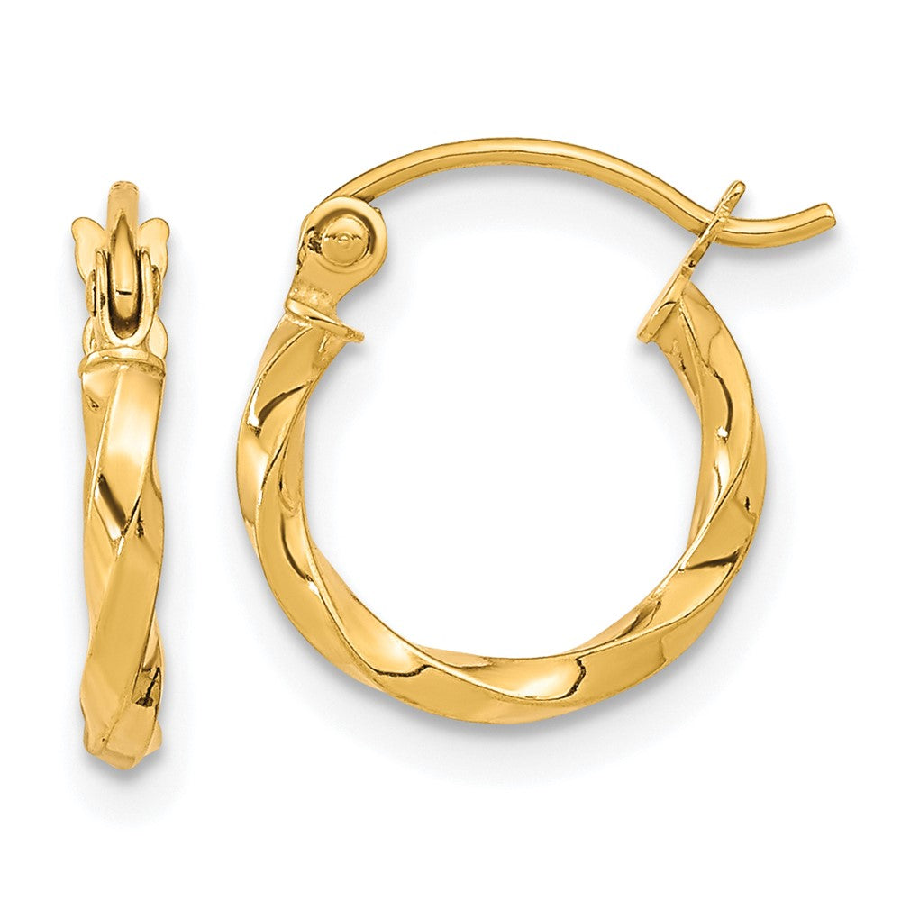 10K Yellow Gold Twist Polished Hoop Earrings