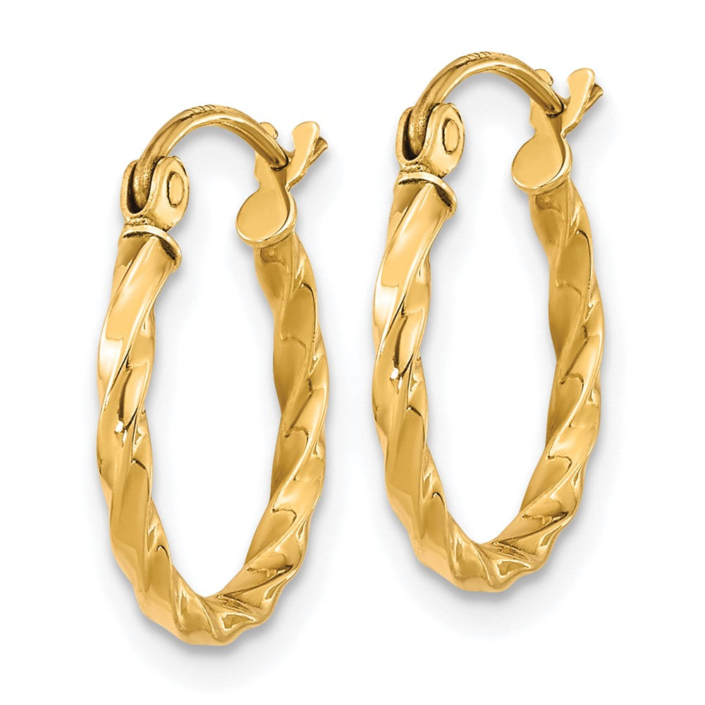 10K Yellow Gold Twist Polished Hoop Earrings