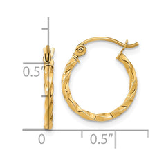 10K Yellow Gold Twist Polished Hoop Earrings