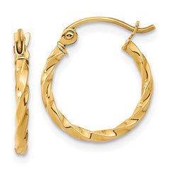 10K Yellow Gold Twist Polished Hoop Earrings