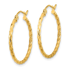 10K Yellow Gold Twist Polished Hoop Earrings