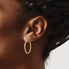 10K Yellow Gold Twist Polished Hoop Earrings