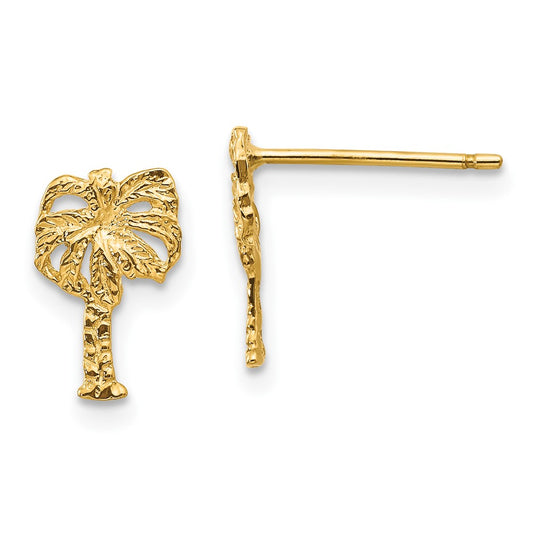 10K Yellow Gold Palm Tree Post Earrings