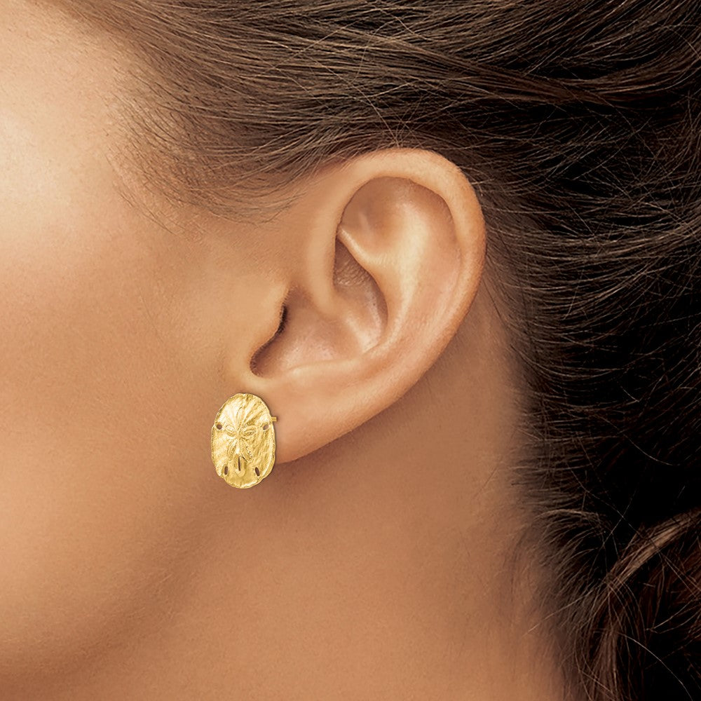 10K Yellow Gold Large Sanddollar Post Earrings