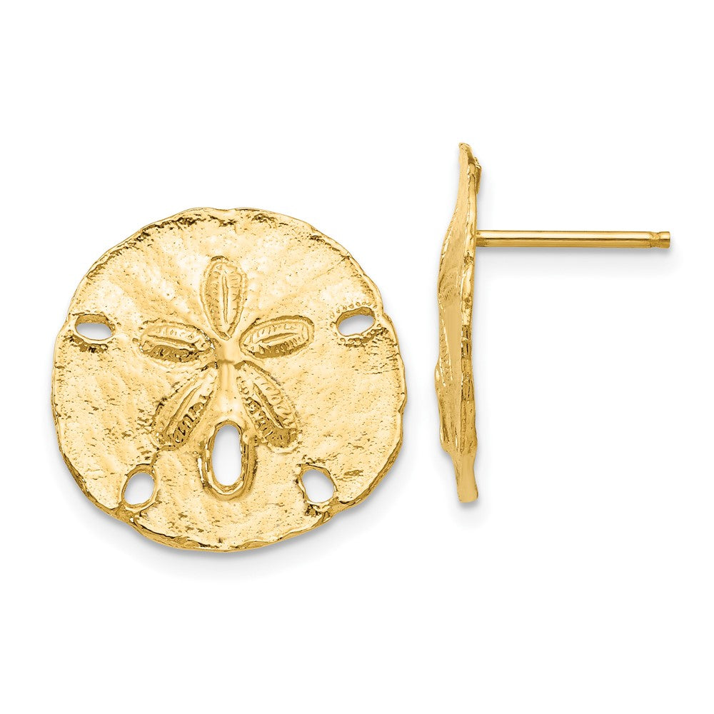 10K Yellow Gold Large Sanddollar Post Earrings