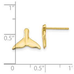 10K Yellow Gold Whale Tail Post Earrings