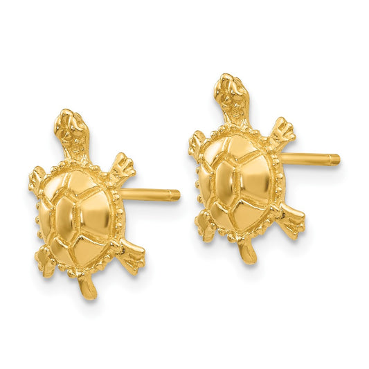 10K Yellow Gold Turtle Post Earrings