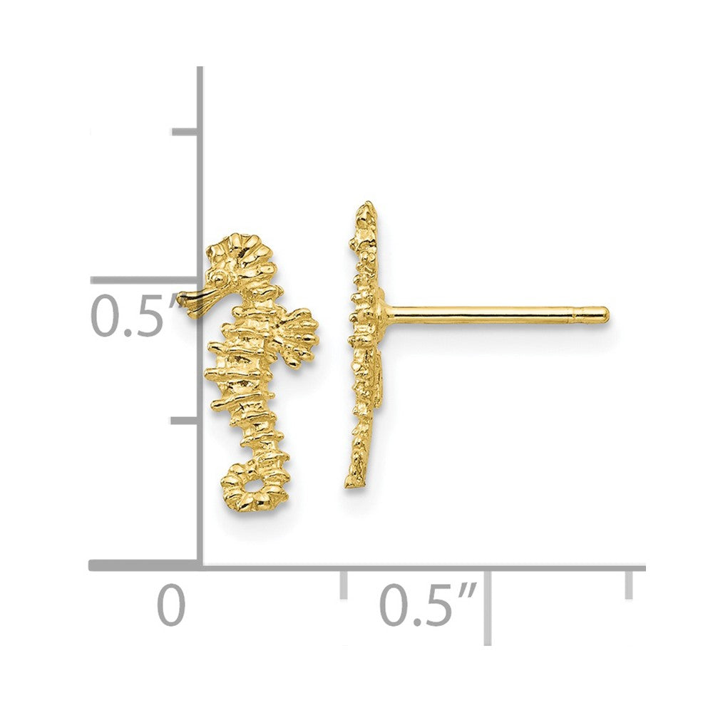 10K Yellow Gold Mini Seahorse Post Earrings