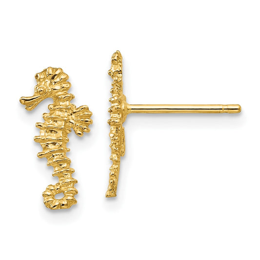 10K Yellow Gold Mini Seahorse Post Earrings