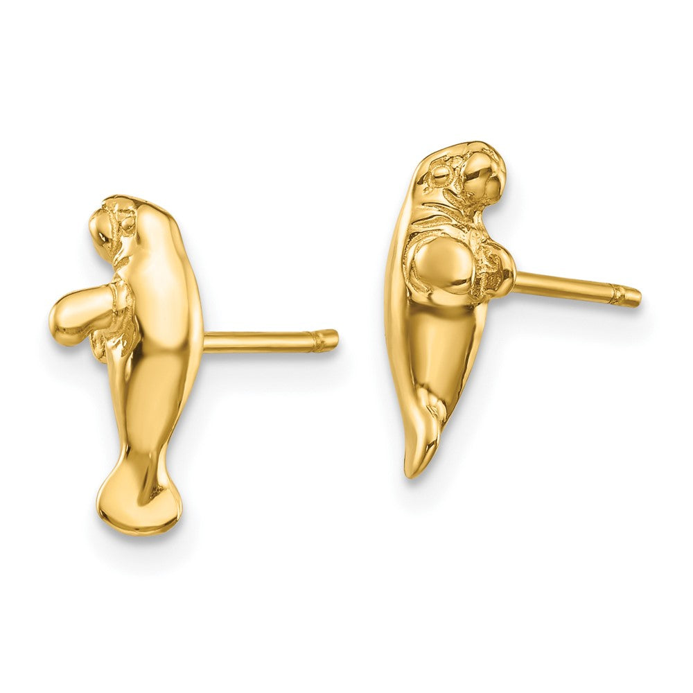 10K Yellow Gold Mini Manatee Post Earrings