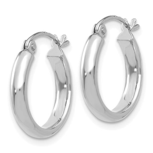 10K White Gold Polished Hoop Earrings