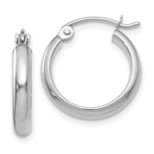 10K White Gold Polished Hoop Earrings