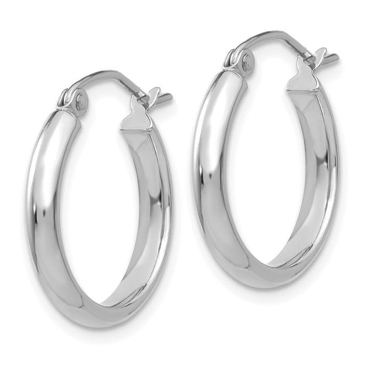 10K White Gold Polished Hoop Earrings