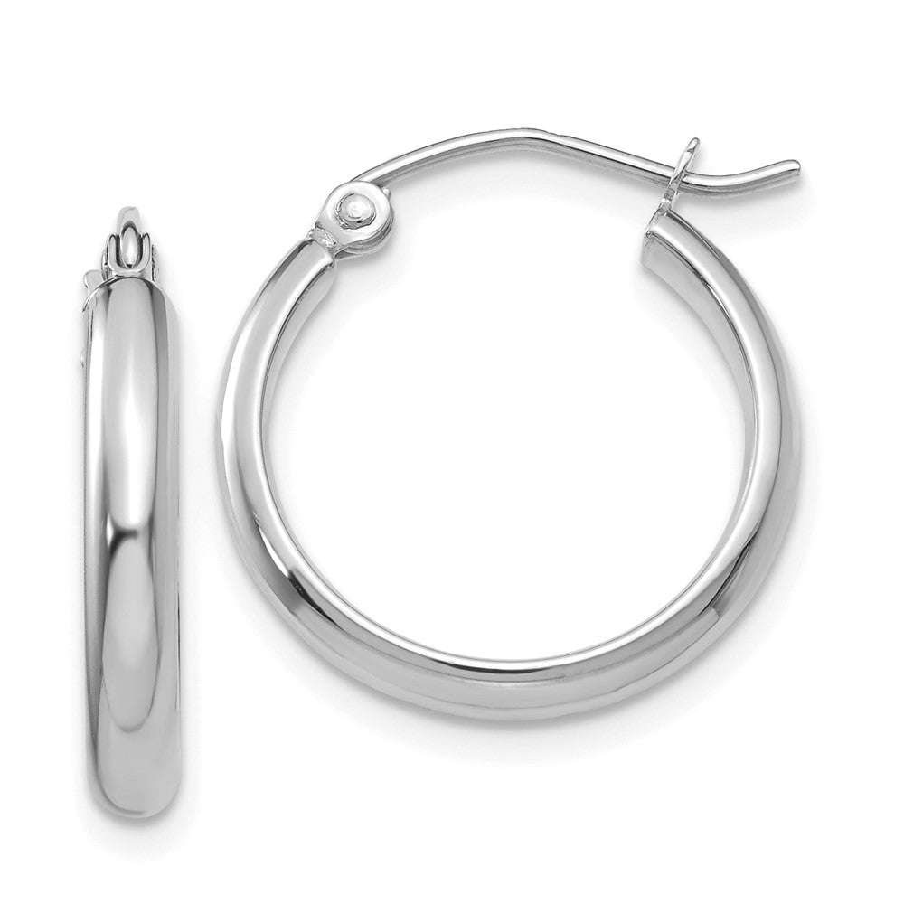 10K White Gold Polished Hoop Earrings