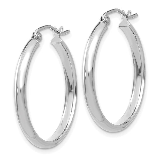 10K White Gold Polished Hoop Earrings