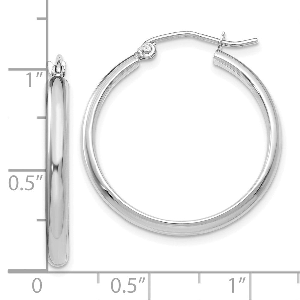 10K White Gold Polished Hoop Earrings